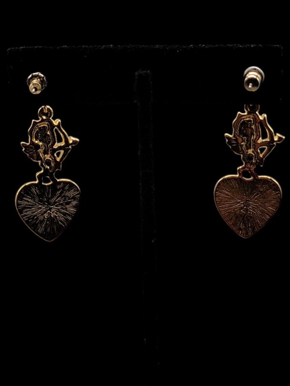 Jim Shore Post Earrings Cherub Dangling  Heart Mabe Pearl Rare Find Collectible - Picture 9 of 13